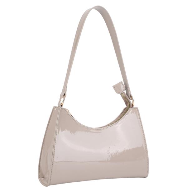 ENAMEL CURVED SHOULDER BAG