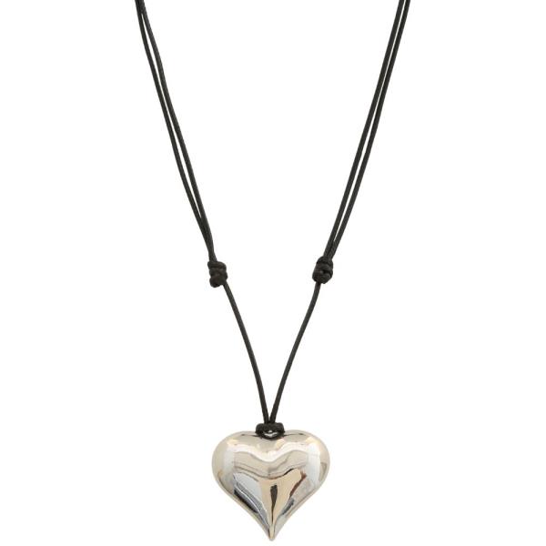 SODAJO PUFFY HEART PENDANT CORD NECKLACE