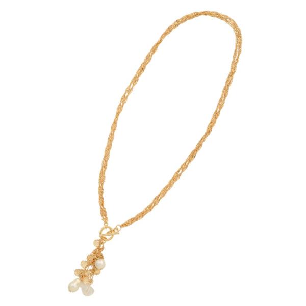 SODAJO PEARL BEAD DAINTY SEASHELL CHARM LAYERED TOGGLE CLASP NECKLACE