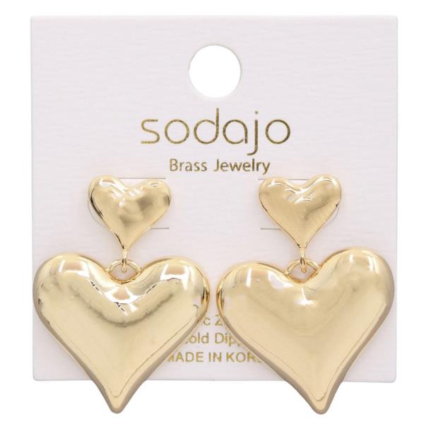 SODAJO DOUBLE HEART LINK GOLD DIPPED DANGLE EARRING