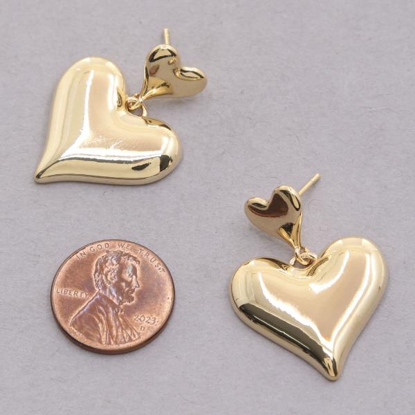 SODAJO DOUBLE HEART LINK GOLD DIPPED DANGLE EARRING