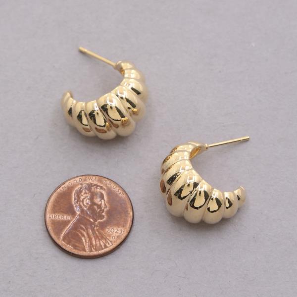 SODAJO TEXTURED OPEN HOOP GOLD DIPPED EARRING
