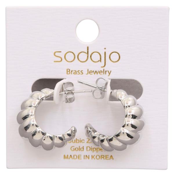 SODAJO TEXTURED OPEN HOOP GOLD DIPPED EARRING