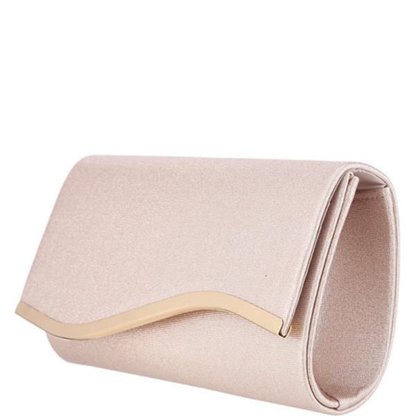 SMOOTH CURVE METAL BAR EVENING CLUTCH BAG