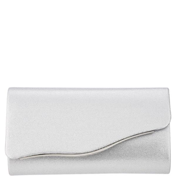 CURVED METAL BAR FLAP EVENING CLUTCH BAG