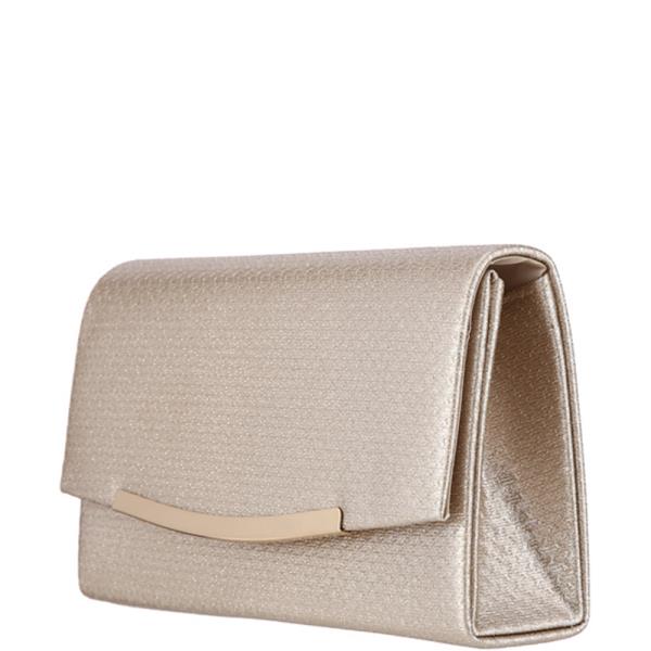 TEXTURED PANEL SLIM METAL BAR EVENING CLUTCH BAG