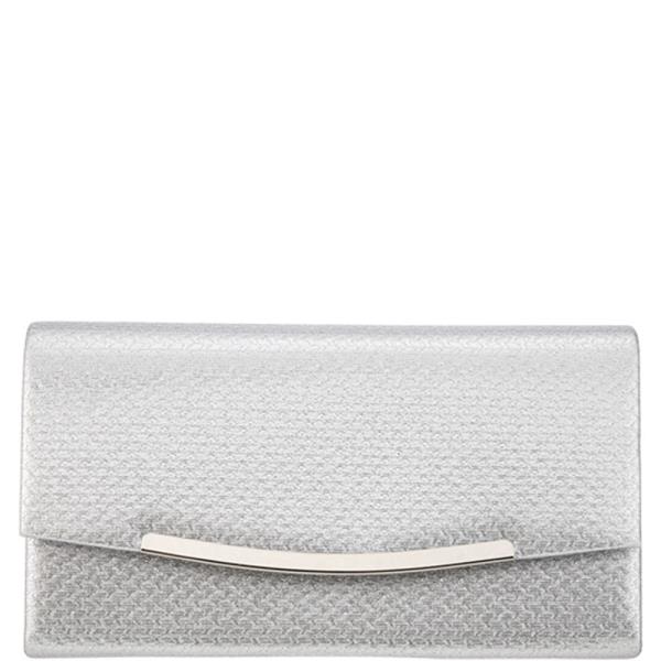 TEXTURED PANEL SLIM METAL BAR EVENING CLUTCH BAG