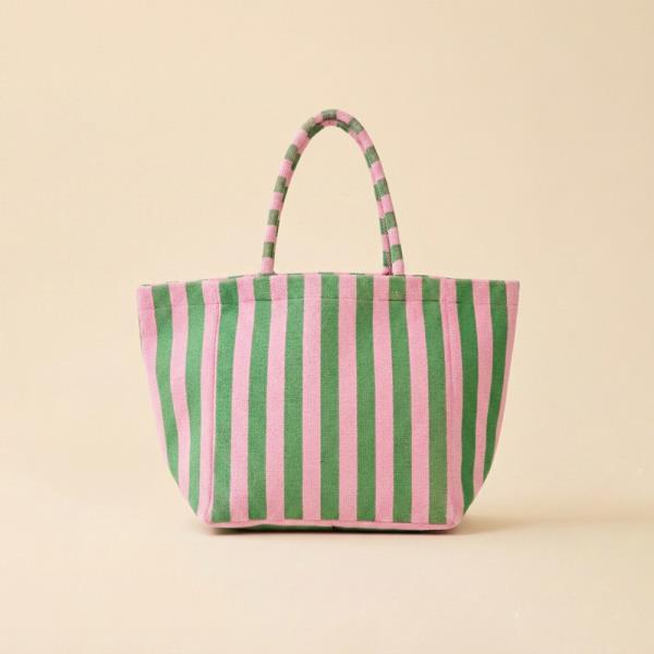 STRIPED TERRY TOTE BEACH BAG