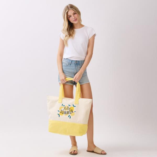 HELLO SUMMER TERRY TOTE BEACH BAG