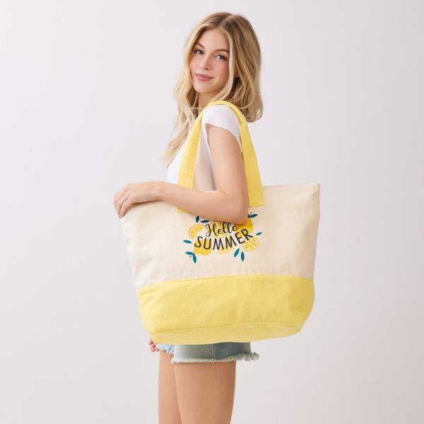 HELLO SUMMER TERRY TOTE BEACH BAG