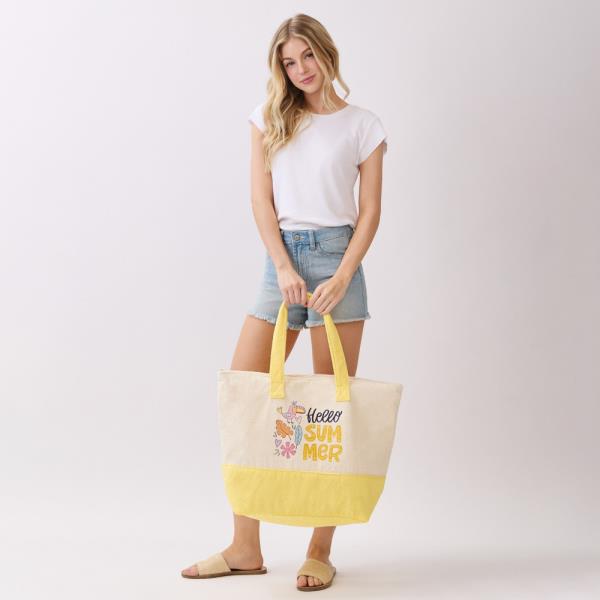 HELLO SUMMER TERRY TOTE BEACH BAG
