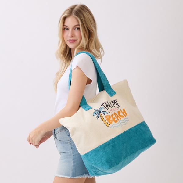 TAKE ME TO THE BEACH TERRY TOTE