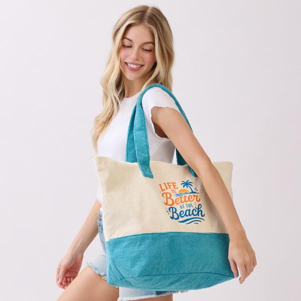 LIFE IS BETTER AT THE BEACH TERRY TOTE