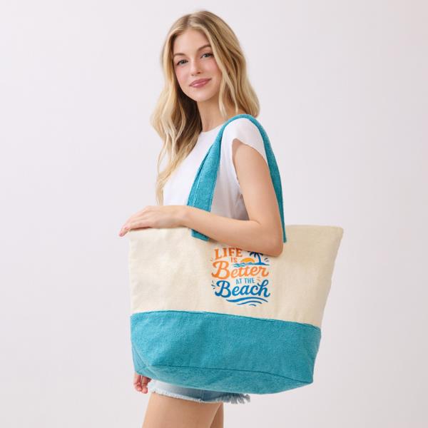 LIFE IS BETTER AT THE BEACH TERRY TOTE