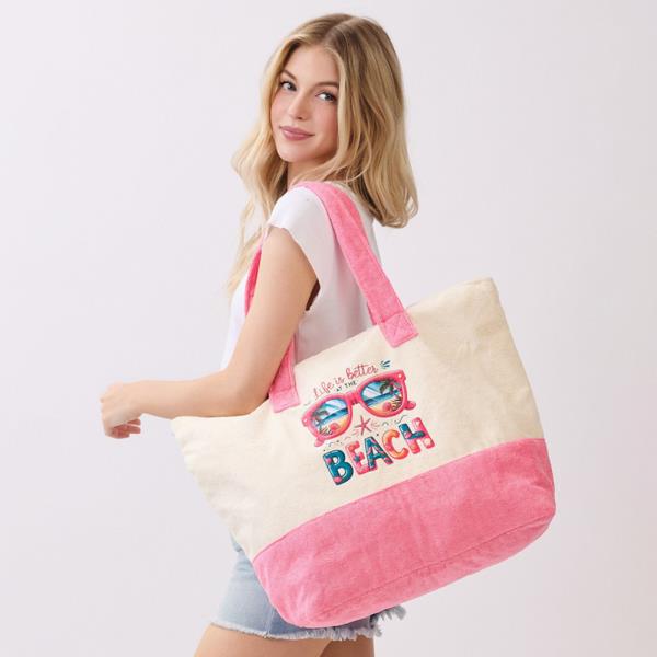 LIFE IS BETTER AT THE BEACH TERRY TOTE