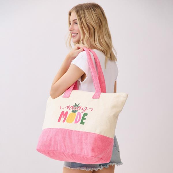 VACAY MODE TERRY TOTE BEACH BAG