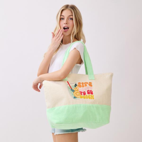 SIPS ABOUT TO GO DOWN TERRY TOTE