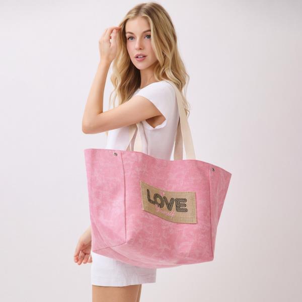 2 IN 1 SHOULDER  BUCKET STYLE HOLIDAY PATCH VINTAGE CANVAS TOTE