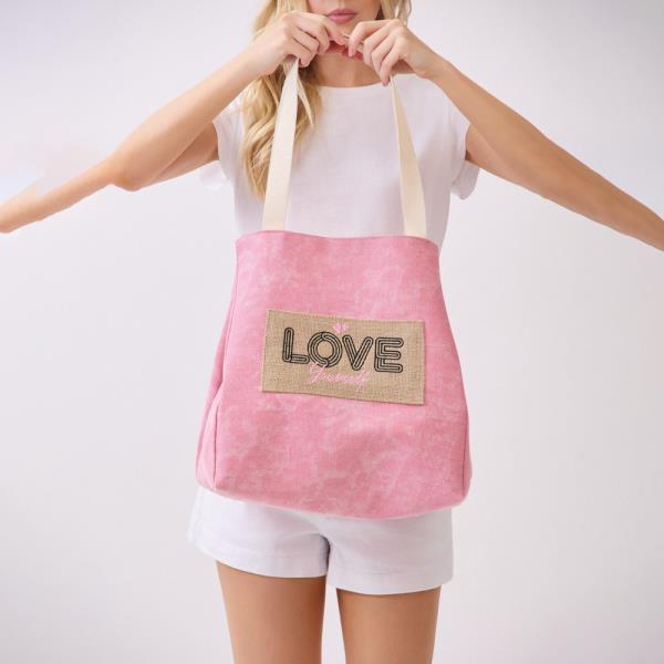 2 IN 1 SHOULDER  BUCKET STYLE HOLIDAY PATCH VINTAGE CANVAS TOTE