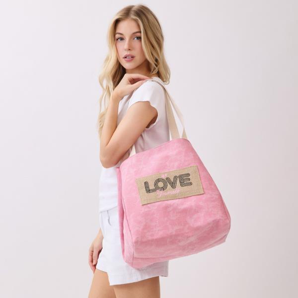 2 IN 1 SHOULDER  BUCKET STYLE HOLIDAY PATCH VINTAGE CANVAS TOTE