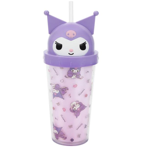 HELLO KITTY SPORTS ON 16 OZ SLIM PLASTIC CUP WITH STRAW