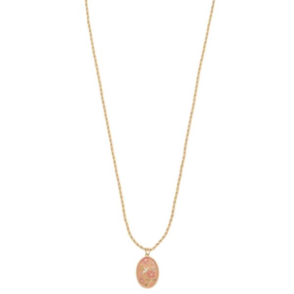HUMMINGBIRD OVAL CHARM NECKLACE