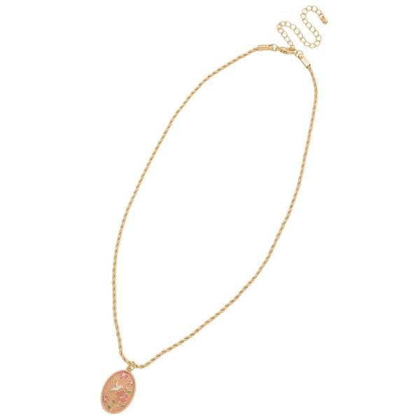 HUMMINGBIRD OVAL CHARM NECKLACE