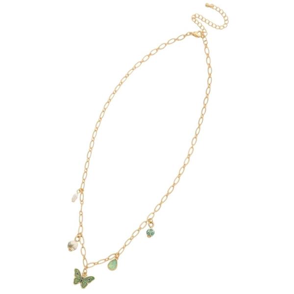 BUTTERFLY MULTI CHARM STATION NECKLACE
