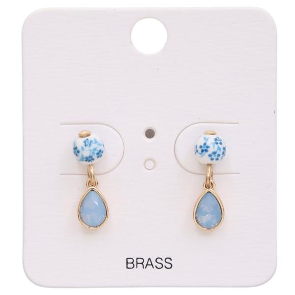 CERAMIC BEAD TEARDROP LINK DANGLE EARRING