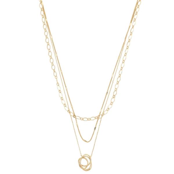 ROUND CHARM LAYERED METAL NECKLACE