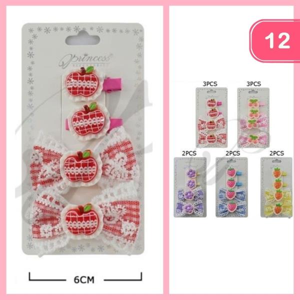 CUTE LACE HAIR BOW PIN SET (12 UNITS)