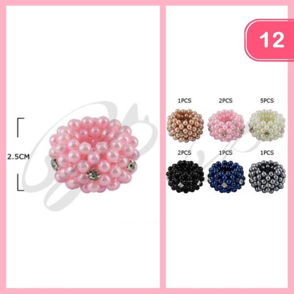BEADED HAIR BUN TIE (12 UNITS)