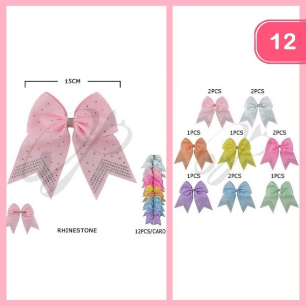 RHINESTONE HAIR BOW (12 UNITS)