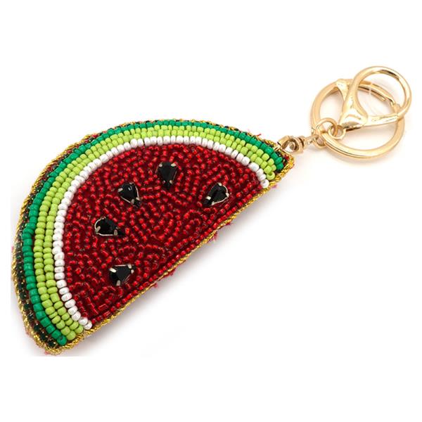 SEED BEAD LEMON CHARACTER BAG CHARM KEYCHAIN