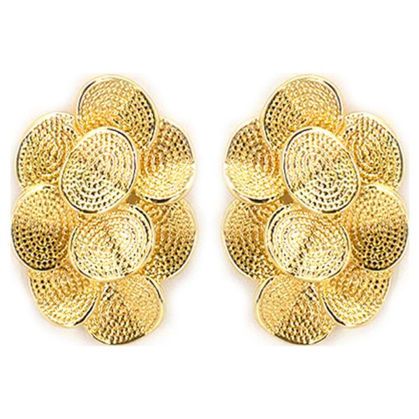 TEXTURED METAL LAYERED PETAL STUD EARRING
