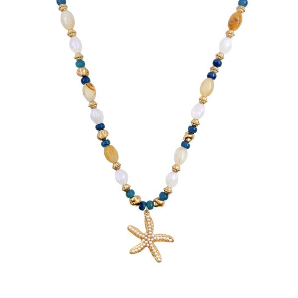 SEA LIFE BEAD STARFISH PENDANT NECKLACE