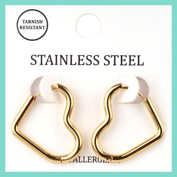 METAL STAINLESS STEEL HEART HOOP HUGGIE EARRING