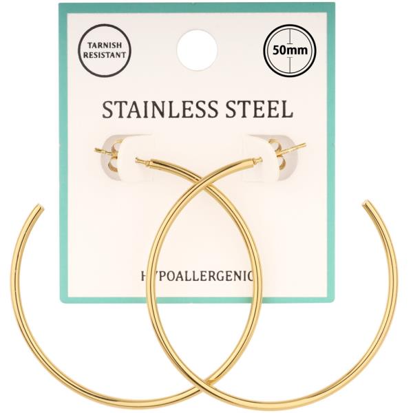 METAL STAINLESS STEEL HOOP PINCATCH EARRING