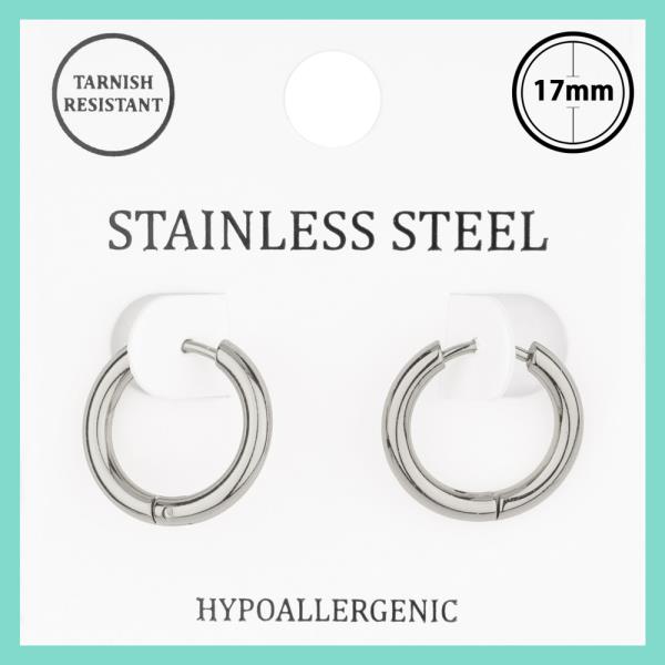 METAL STAINLESS STEEL HOOP HUGGIE EARRING