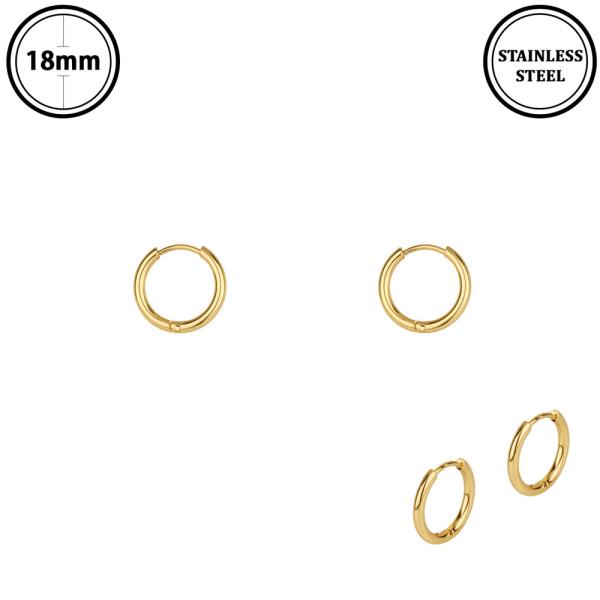 METAL STAINLESS STEEL HOOP HUGGIE EARRING