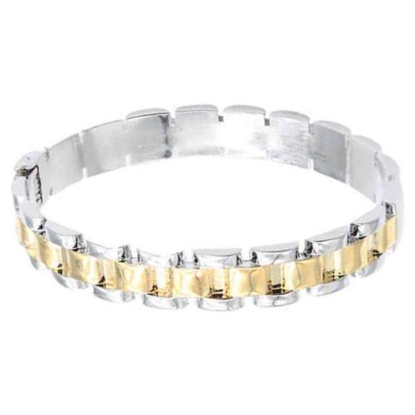 14K GOLD PLATED 2-TONES HINGED BANGLES BRACELET