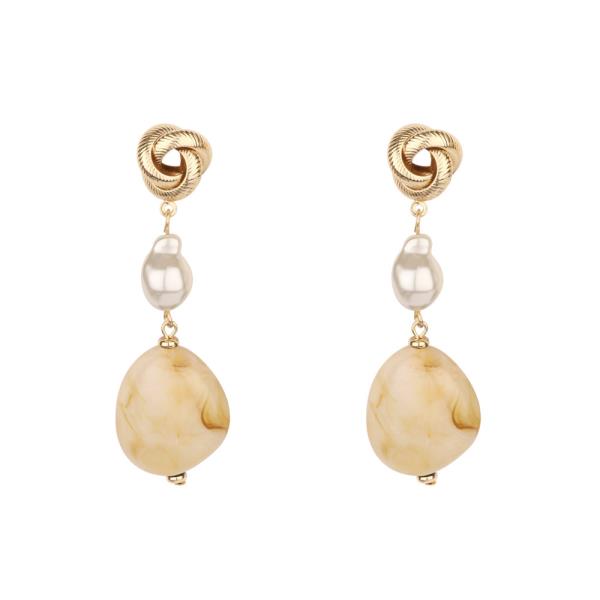 MARBLE PEARL POST EARRING