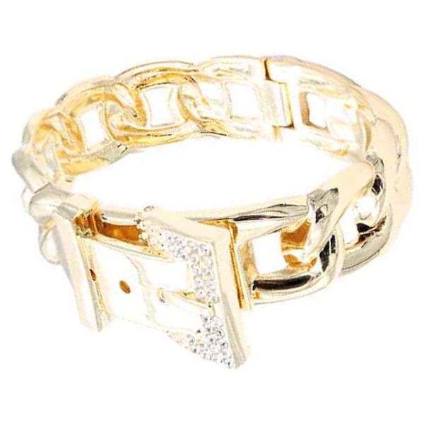 GOLD PLATED HINGED BUCKLE BANGLE BRACELET