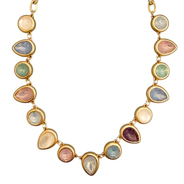 METAL MULTI STONE LINK NECKLACE