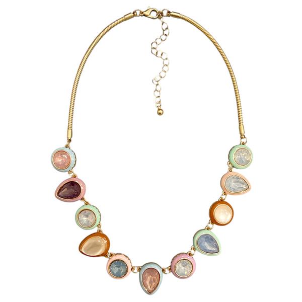 METAL MULTI STONE LINK NECKLACE