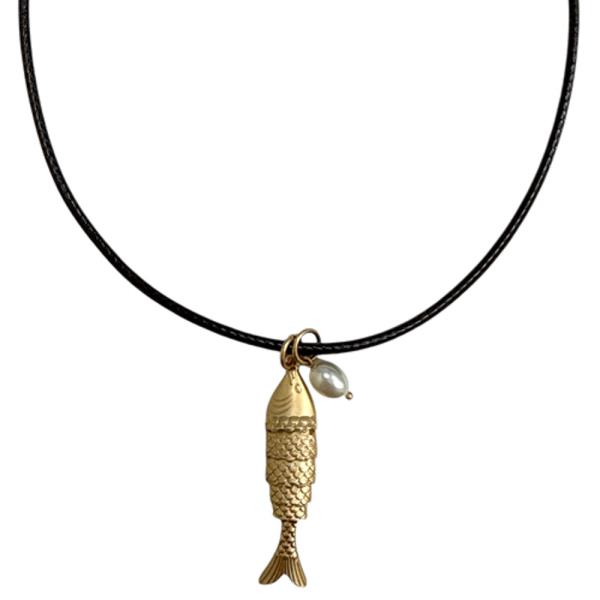 CORD FISH PENDANT NECKLACE