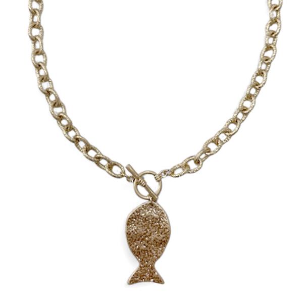 METAL FISH PENDANT CHAIN NECKLACE