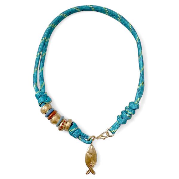 BEADED CORD FISH PENDANT NECKLACE