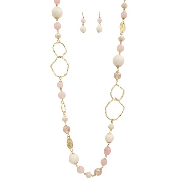 OVAL ROUND LINK BEADED NECKLACE