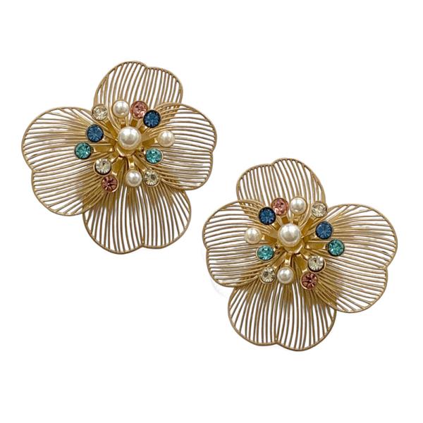 METAL FLORAL PETAL DANGLE EARRING